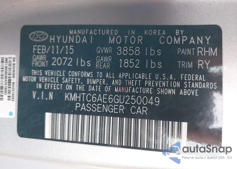 2016 Hyundai Veloster Turbo из США, поврежденный, VIN KMHTC6AE6GU250049